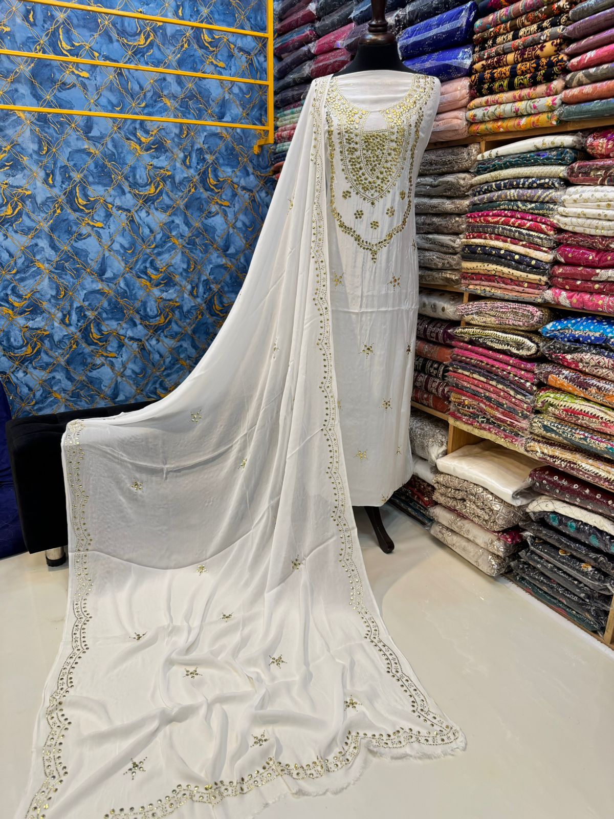 GOLDEN KAMDANI ( MUKESH ) WORK DRESS