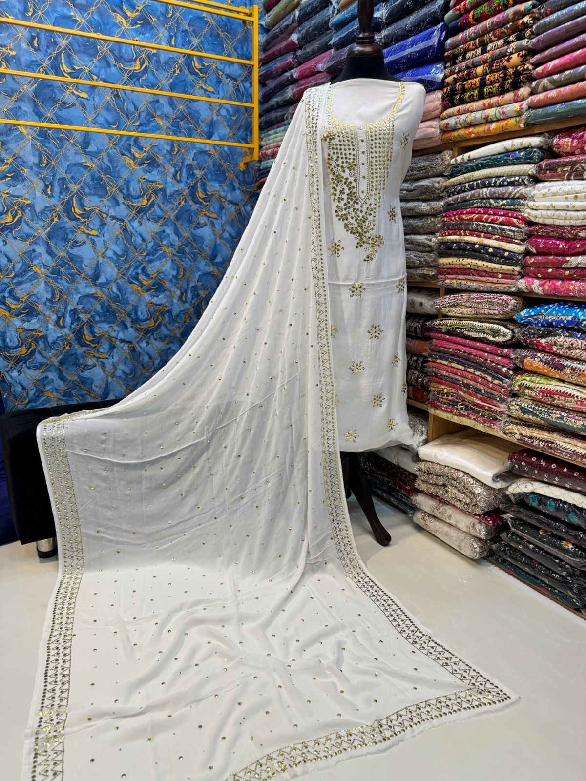 GOLDEN KAMDANI ( MUKESH) WORK DRESS