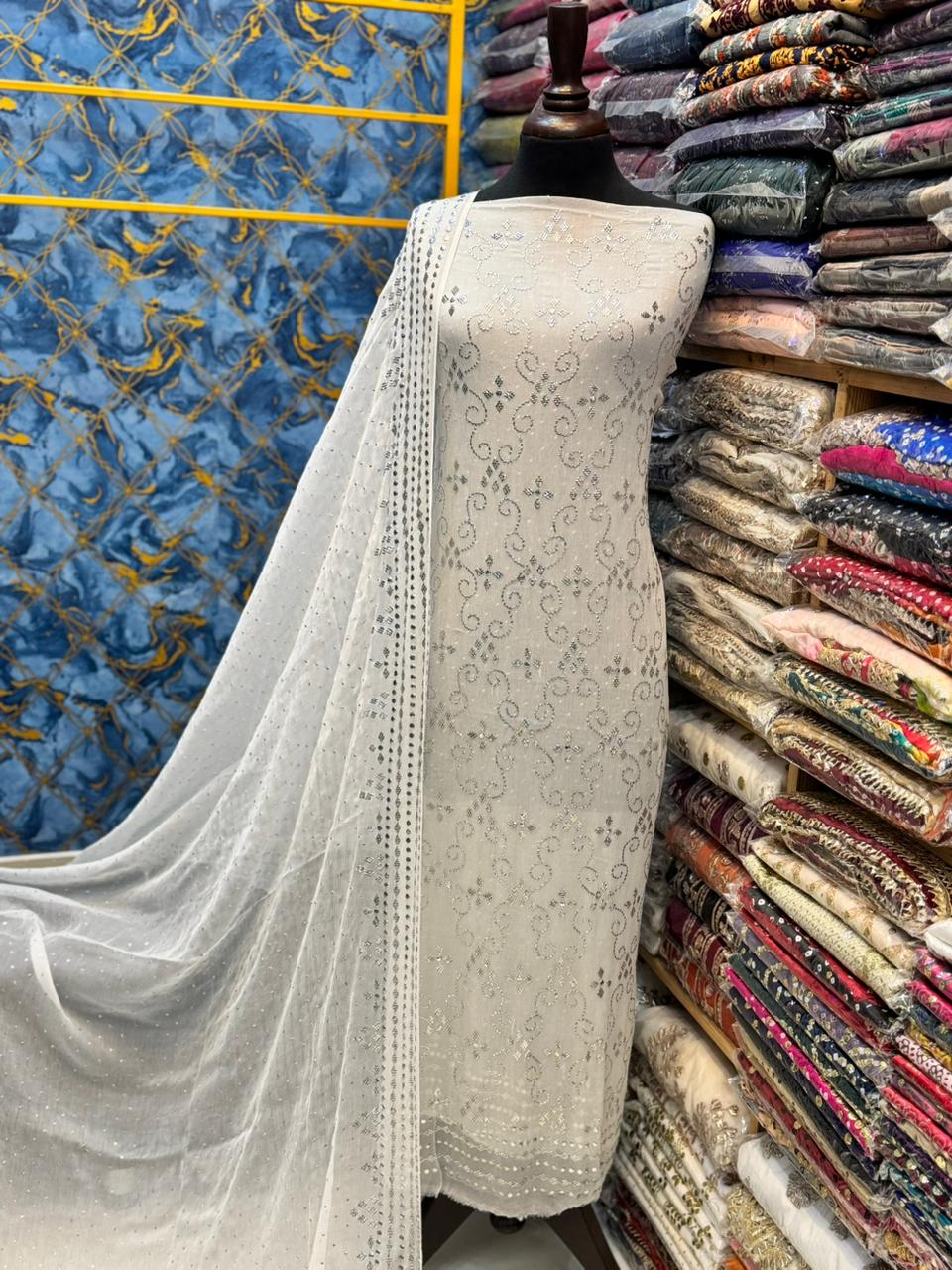 SLIVER KAMDANI(MUKSEH) WORK DRESSES