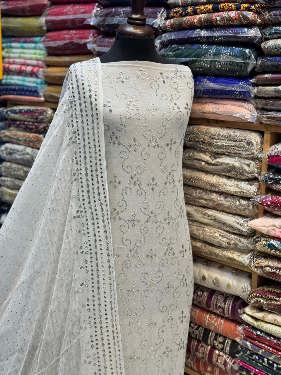 SLIVER KAMDANI(MUKSEH) WORK DRESSES