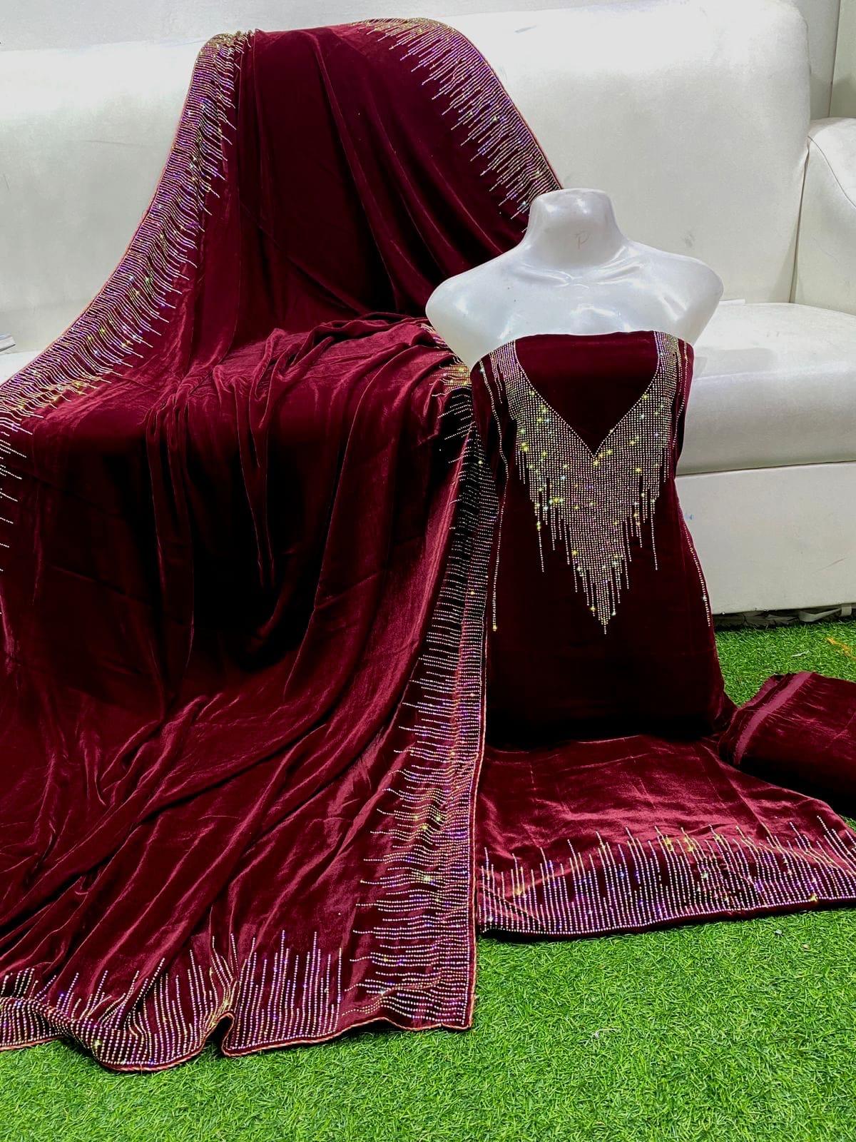 TURKISH STONES WORK VELVET SUITS