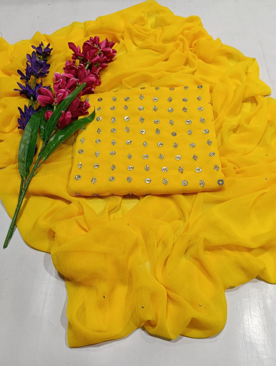 MUKESH RING BARFI CHIFFON DRESS