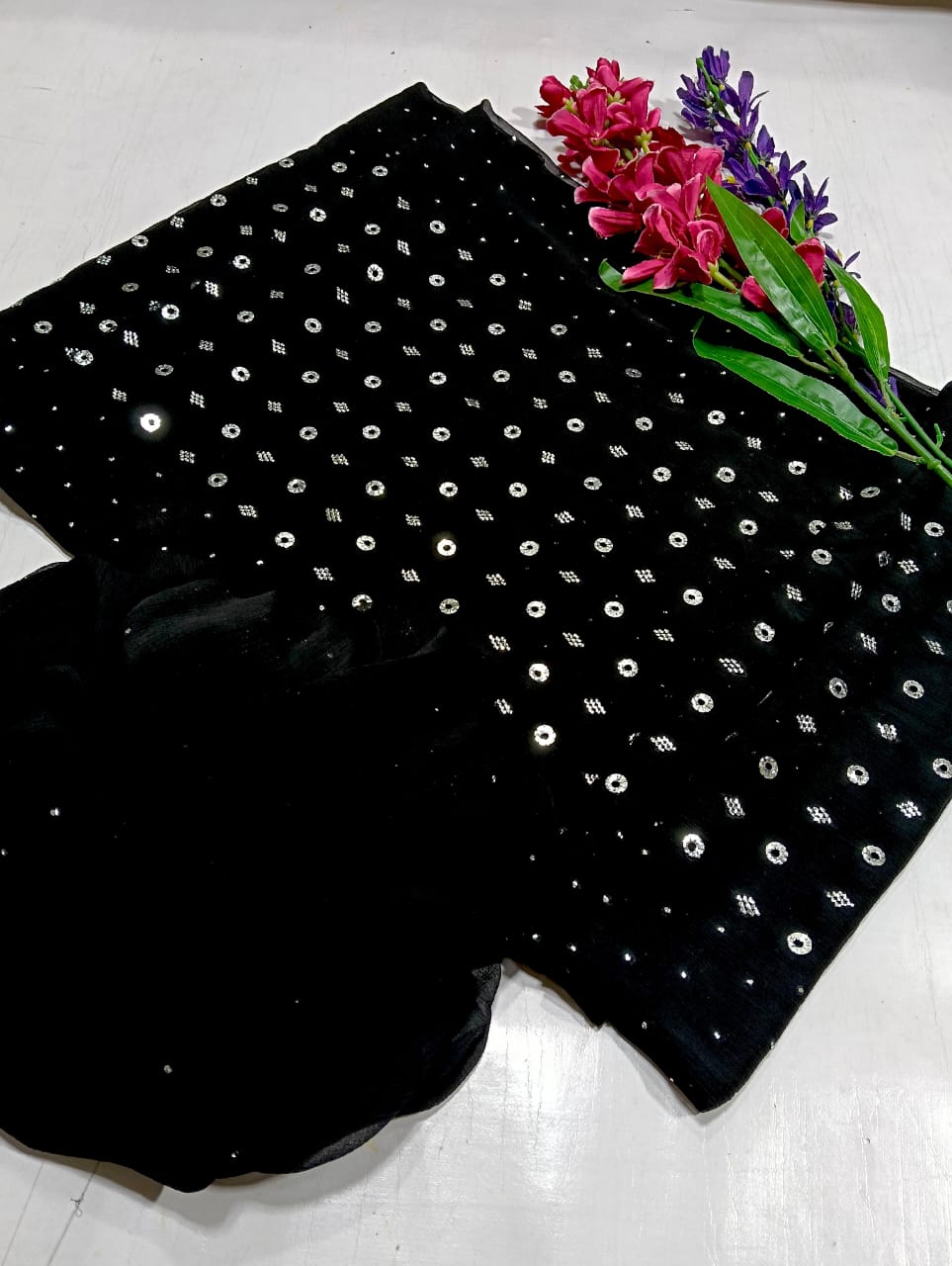 MUKESH RING BARFI CHIFFON DRESS