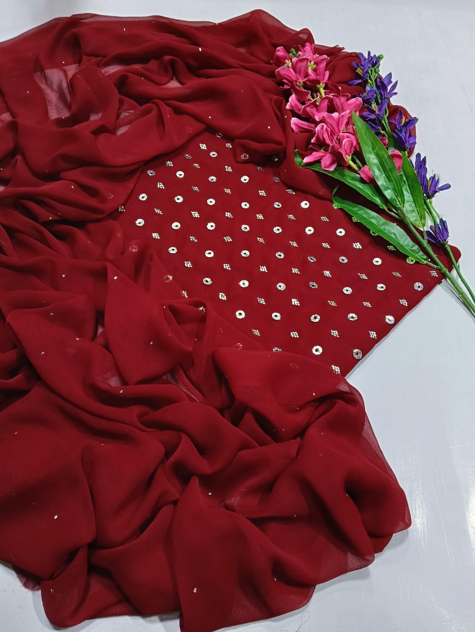 MUKESH RING BARFI CHIFFON DRESS