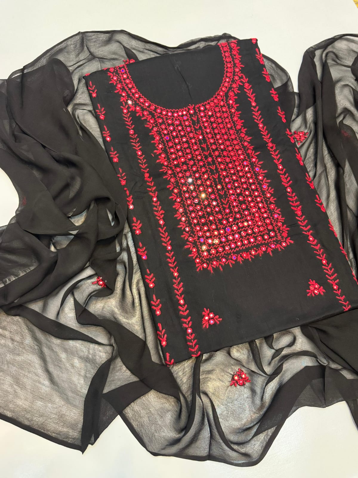 HAND EMBROIDERED LAWN PAKA SHEESHA DRESS