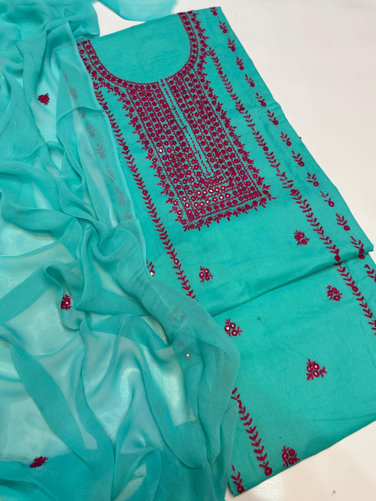 HAND EMBROIDERED LAWN PAKA SHEESHA DRESS